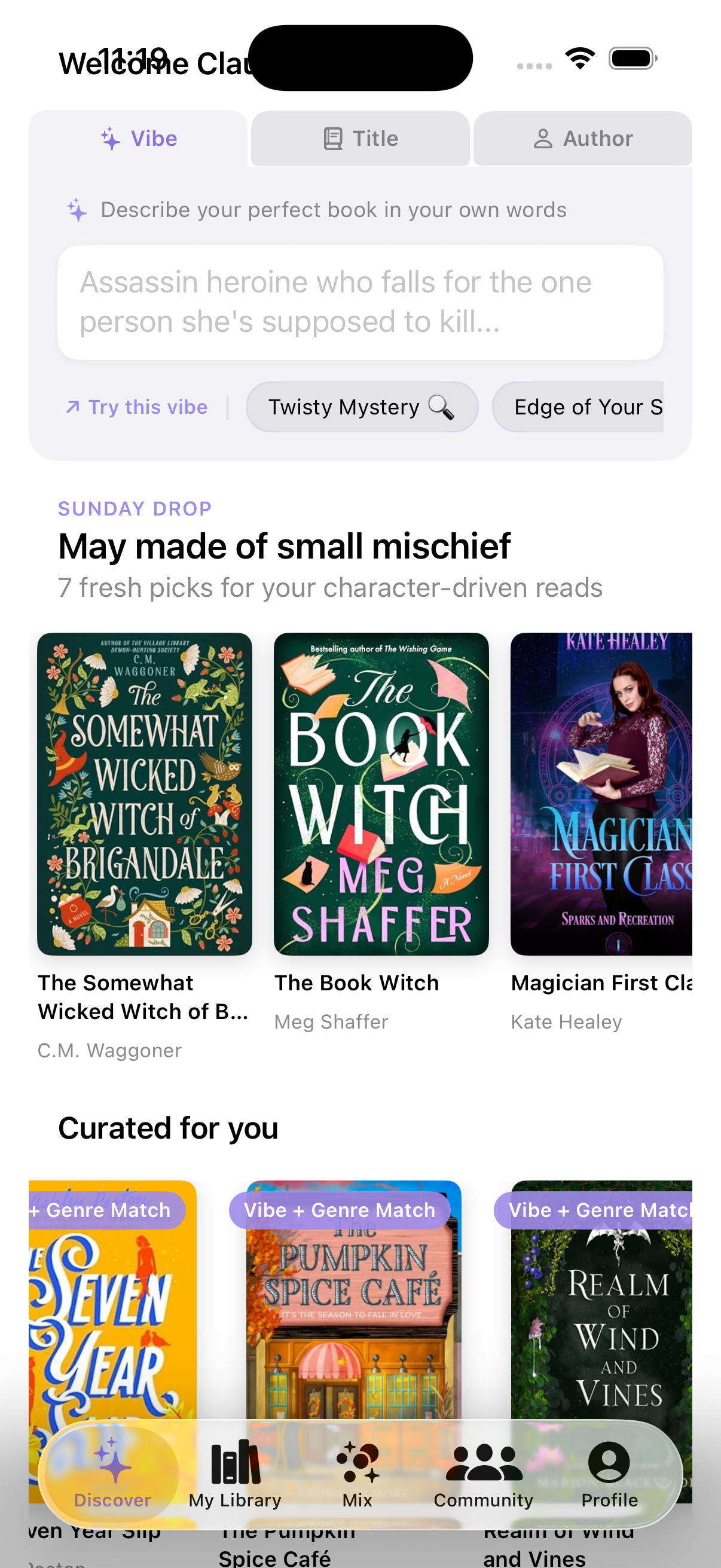 Vibe Drop — your personalized seven-book Sunday delivery